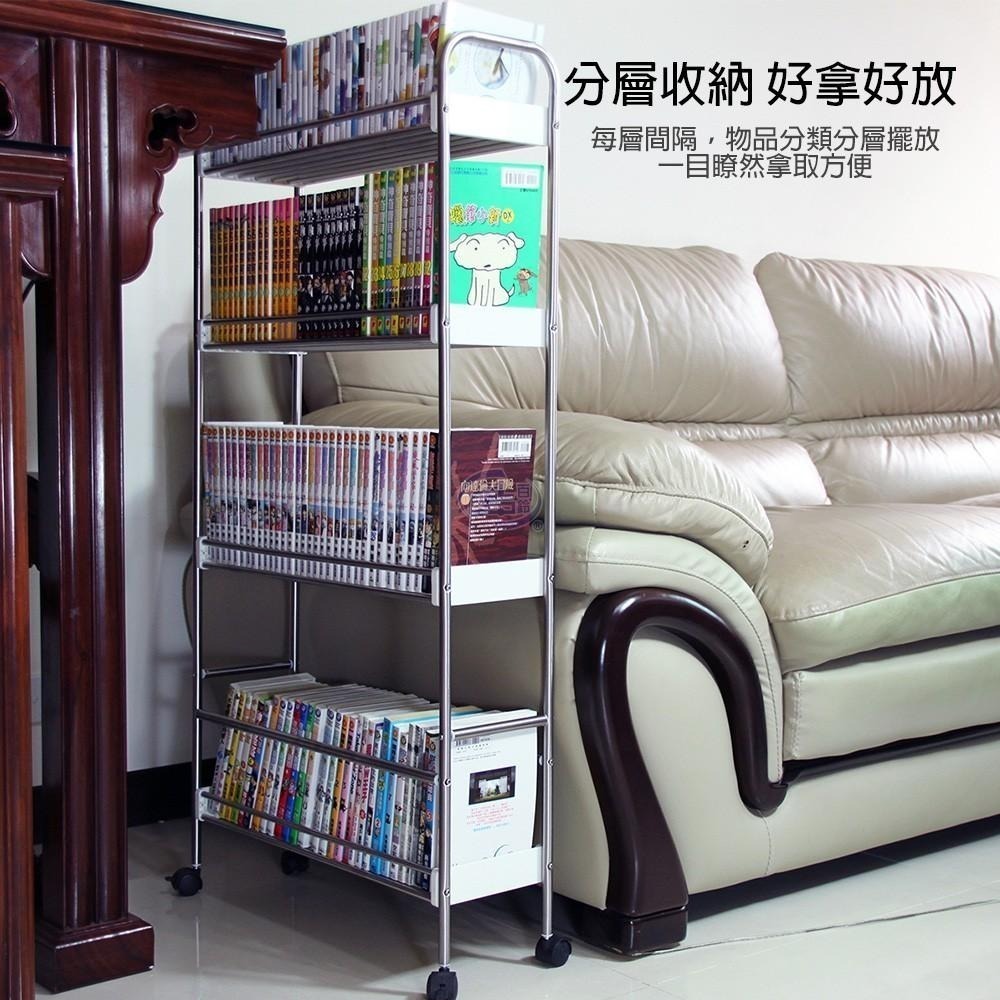 【百鈴】卡豪收不鏽鋼四層活動置物架(隙縫櫃/收納/廚櫃/架子/籃子/置物架/推車)-細節圖7