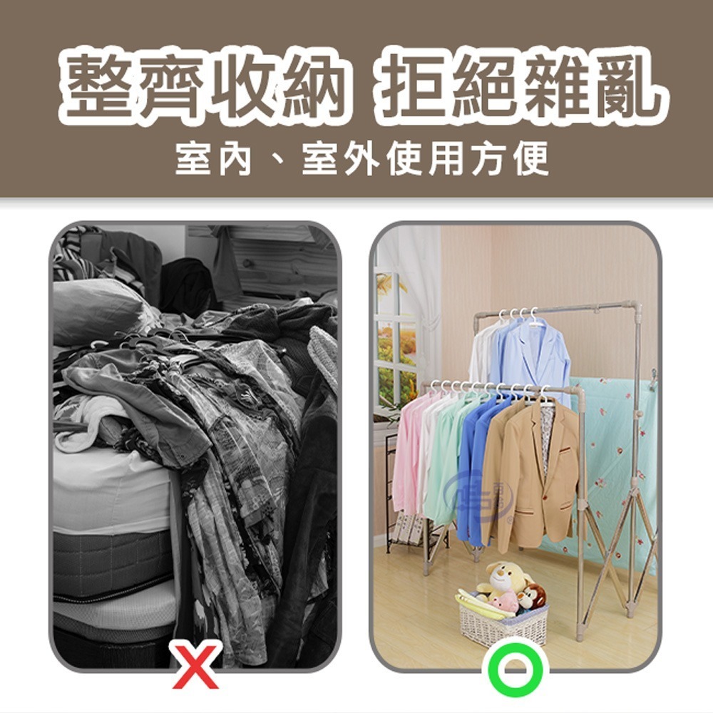 【百鈴】衣立不倒三桿大容量多變曬衣架(曬衣架/掛衣架/室內衣架/移動架/棉被架/毛巾架)-細節圖2