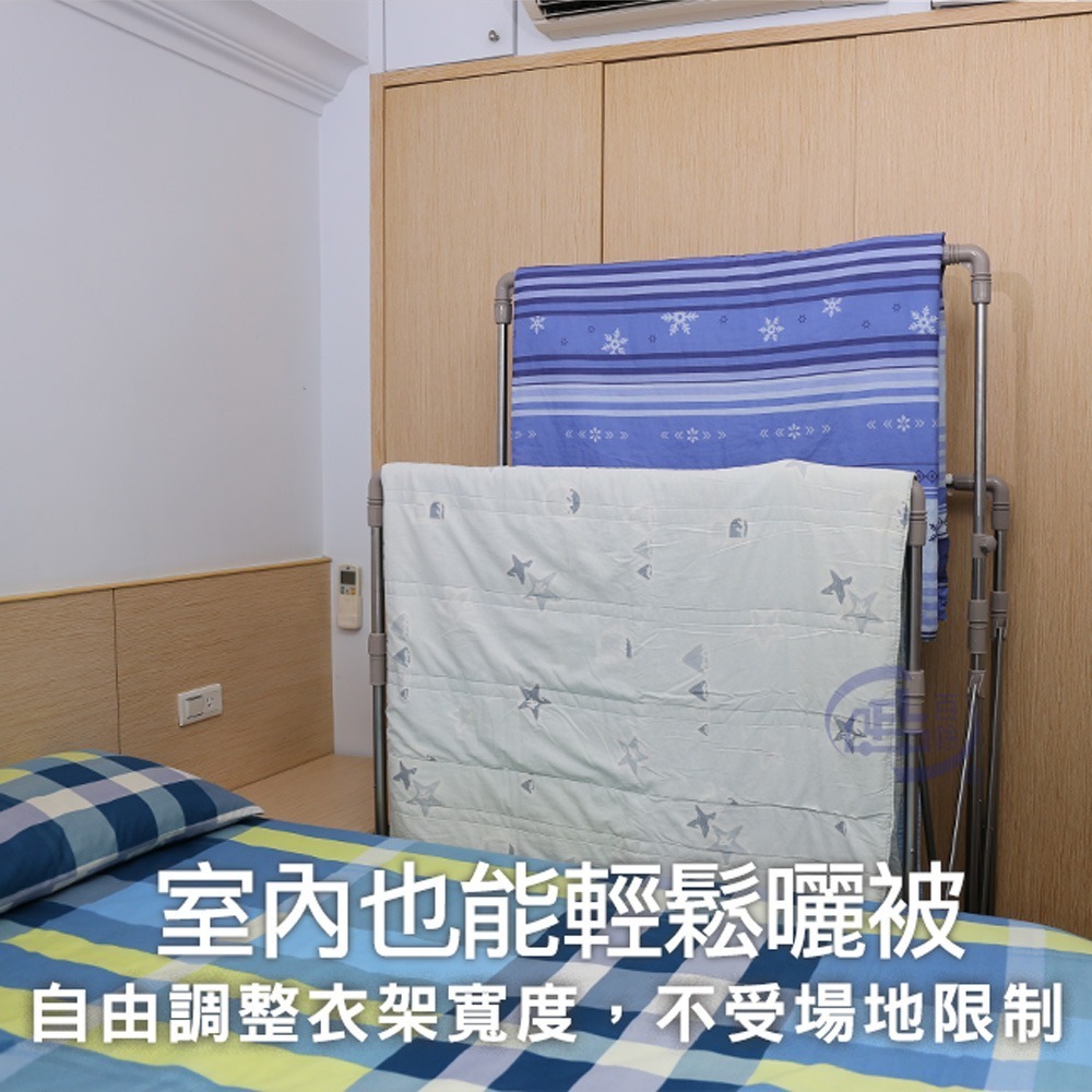 【百鈴】衣立不倒三桿大容量多變曬衣架(曬衣架/掛衣架/室內衣架/移動架/棉被架/毛巾架)-細節圖8