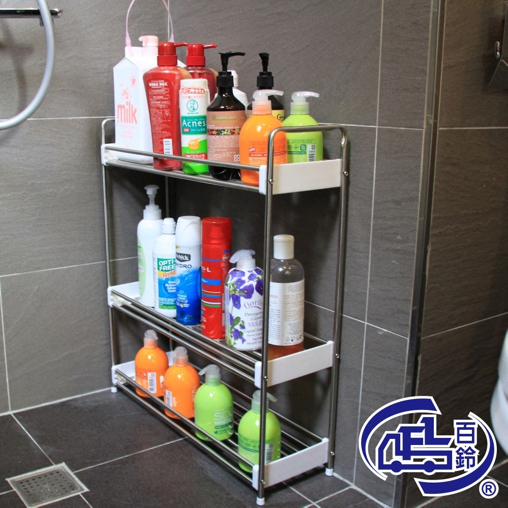 【百鈴】不鏽鋼多用途隙縫收納置物櫃組-三層+四層(隙縫櫃/收納/廚櫃/架子/籃子/置物架/推車)-細節圖4