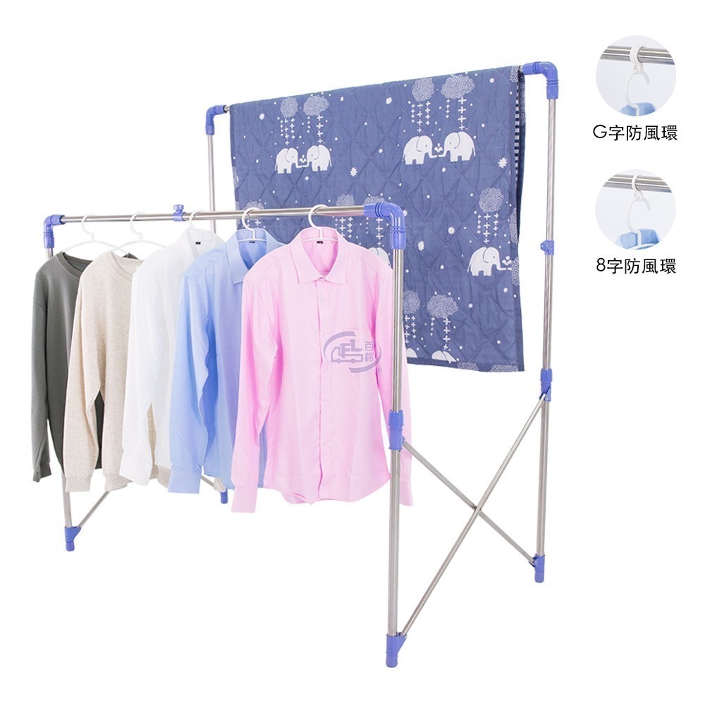 【百鈴】衣立不倒二代多用途曬衣架(曬衣架/掛衣架/室內衣架/移動架/棉被架/毛巾架)-規格圖11