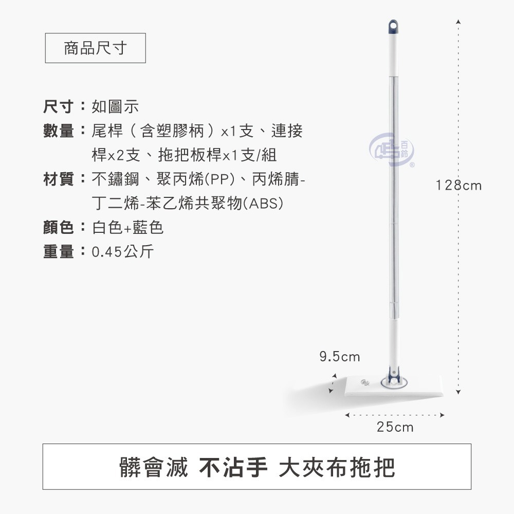【百鈴】髒會滅不沾手夾布拖把(平拖/免沾手/大板/吸水/乾濕兩用/除塵/地板清潔)-細節圖10