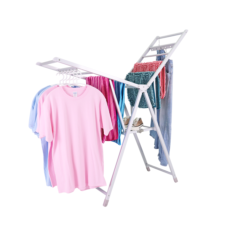 【百鈴】衣立不倒鋁合金翼型折疊帶輪曬衣架(曬衣架/掛衣架/室內衣架/移動架/棉被架/毛巾架)-細節圖2