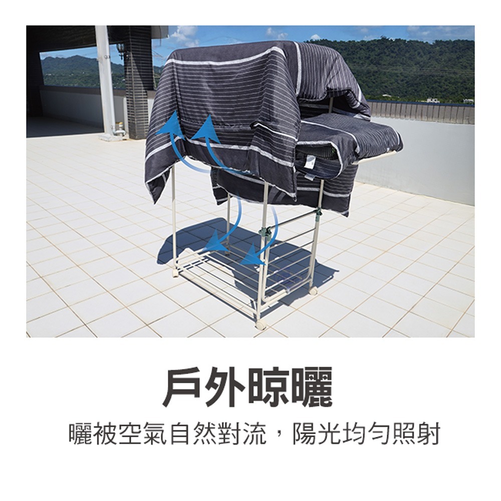 【百鈴】衣立不倒雙桿側展多功能曬衣架(雙桿曬衣架/側展曬衣架/多功能衣架/可折疊曬衣架/室內曬衣架/大容量衣架)-細節圖7