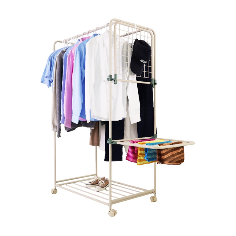 【百鈴】衣立不倒雙桿側展多功能曬衣架(雙桿曬衣架/側展曬衣架/多功能衣架/可折疊曬衣架/室內曬衣架/大容量衣架)-規格圖11