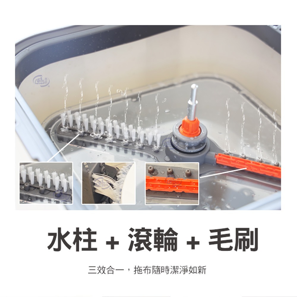 【百鈴】易指神脫手壓旋轉淨汙分離拖把組(拖把/氈黏拖把/淨汙分離水桶/乾濕分離拖把/平板拖把/居家清潔)-細節圖3