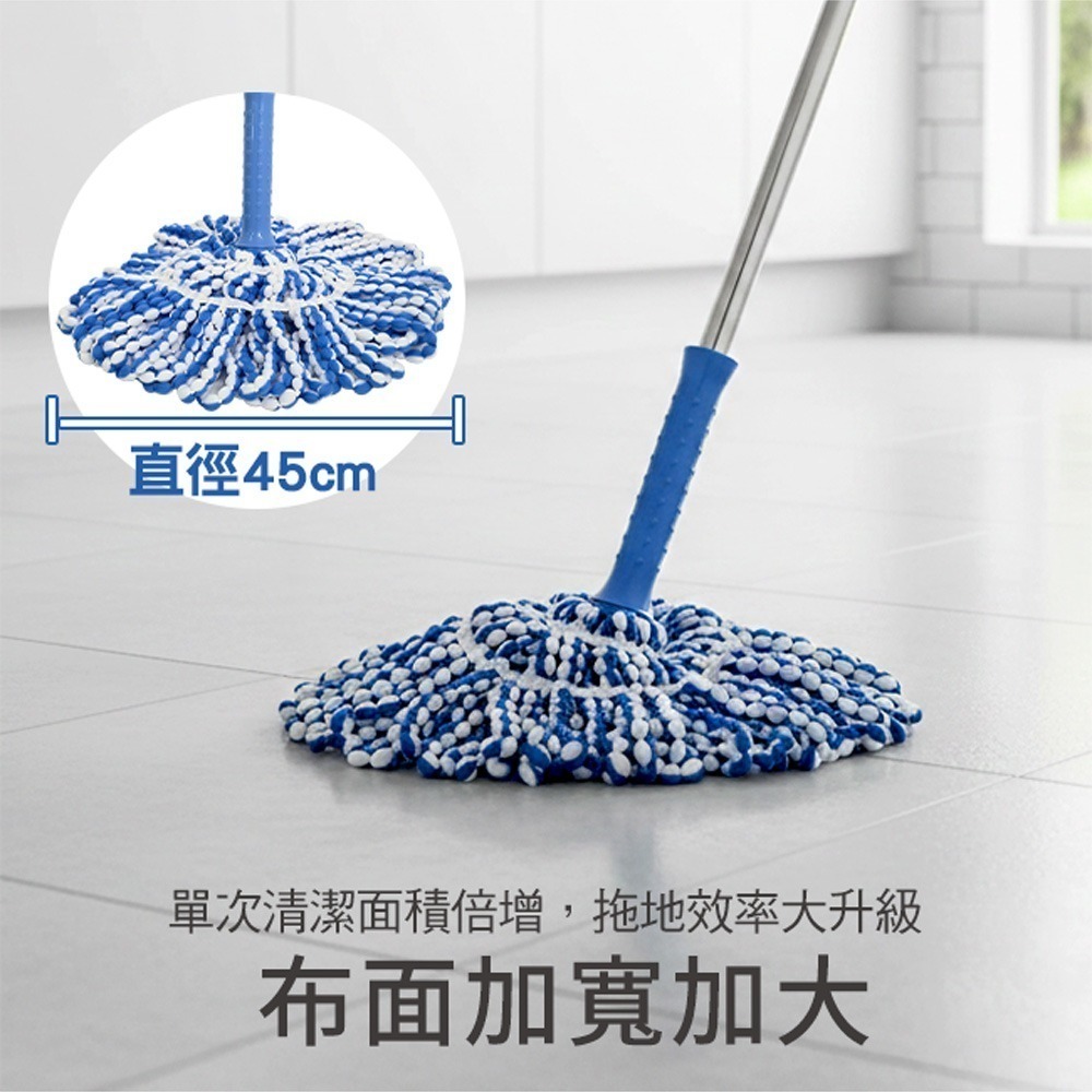 【百鈴】必卡鎖懶人拖把第三代(免沾手/省力/擰水/大布拖/地板清潔/棉條)-細節圖2