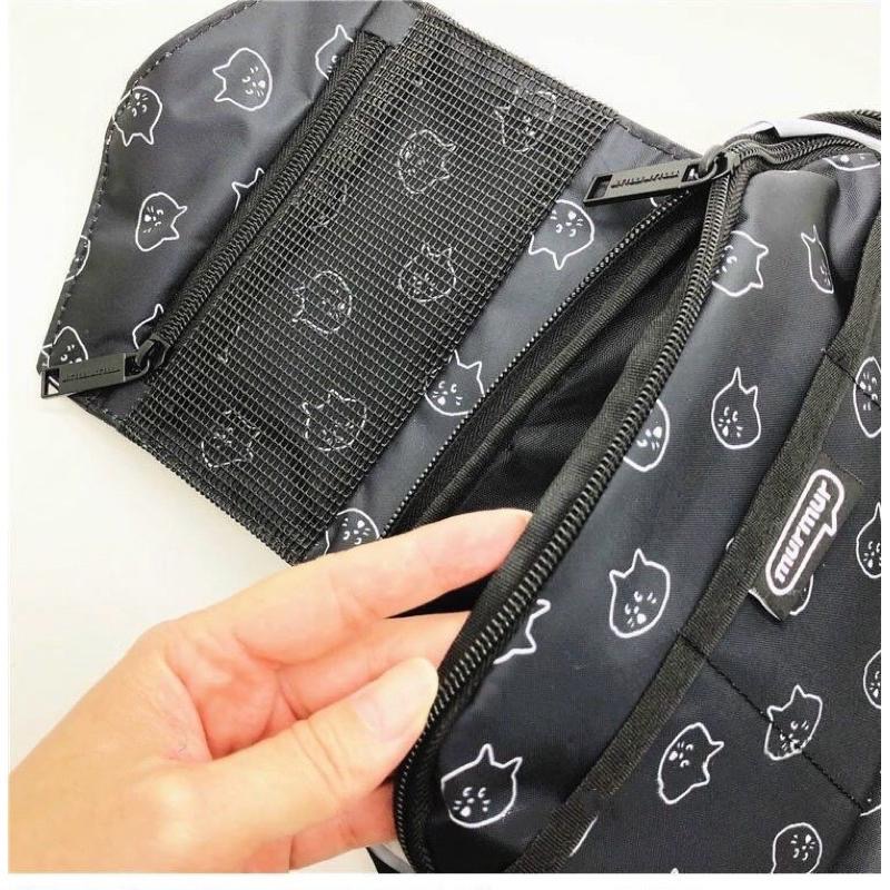 🛸𝗪𝗮𝗸𝗼𝗼𝗻現貨 Nya Ne-net 驚訝貓 掛袋 懸掛式收納包 旅行洗漱包 盥洗包 旅行化妝包 過夜包 化妝包-細節圖7