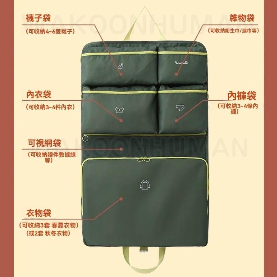 🛸台灣現貨 旅行七合一整理袋 懶人收納 懸掛式衣物收納包 短途旅行 多巴胺 衣物收納 旅行收納包 衣物分類 掛袋 旅行-細節圖5