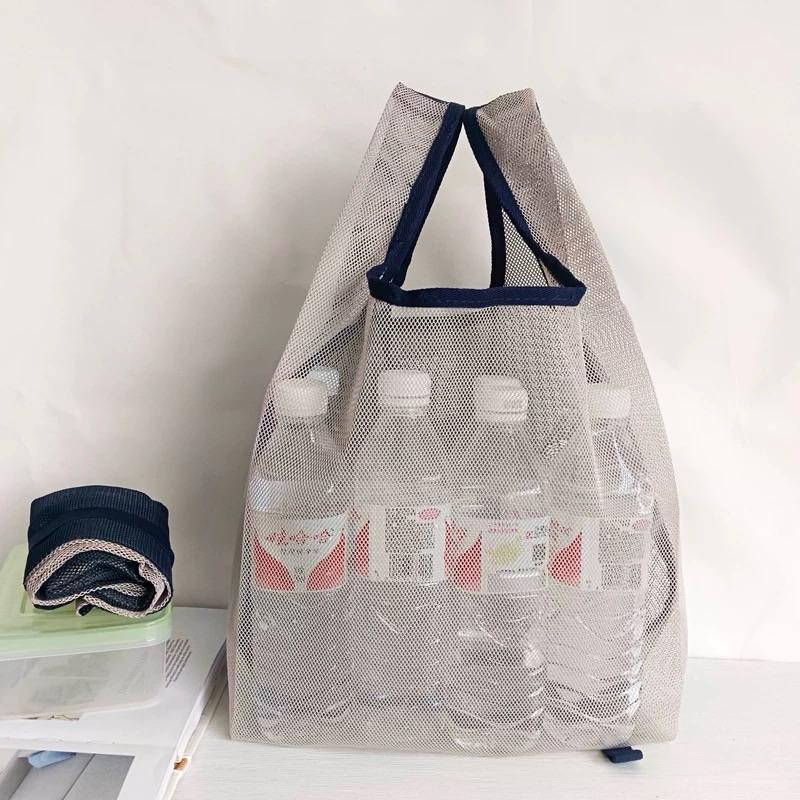 🛸台灣現貨 洞洞拼色Premium購物袋 洞洞提袋 網布小提袋 環保提袋 收納購物袋 折疊購物袋 網袋 網布提袋 手提袋-細節圖6