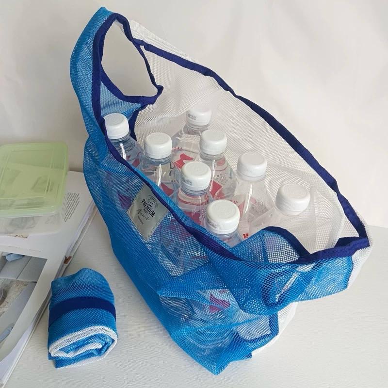 🛸台灣現貨 洞洞拼色Premium購物袋 洞洞提袋 網布小提袋 環保提袋 收納購物袋 折疊購物袋 網袋 網布提袋 手提袋-細節圖7