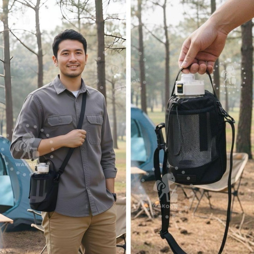 🛸台灣現貨 手搖飲必備小包 水壺手機小包 健身水壺包 手機包 飲料包 斜背包 旅行小包 側背包 男包 側肩包-細節圖7