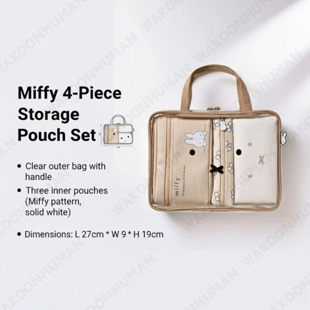 台灣現貨 Miffy米菲兔 旅行四件套 防水手提化妝包 PVC透明包 防水包 拉鍊游泳包 手提化妝包 透明防水包 痛包-細節圖3