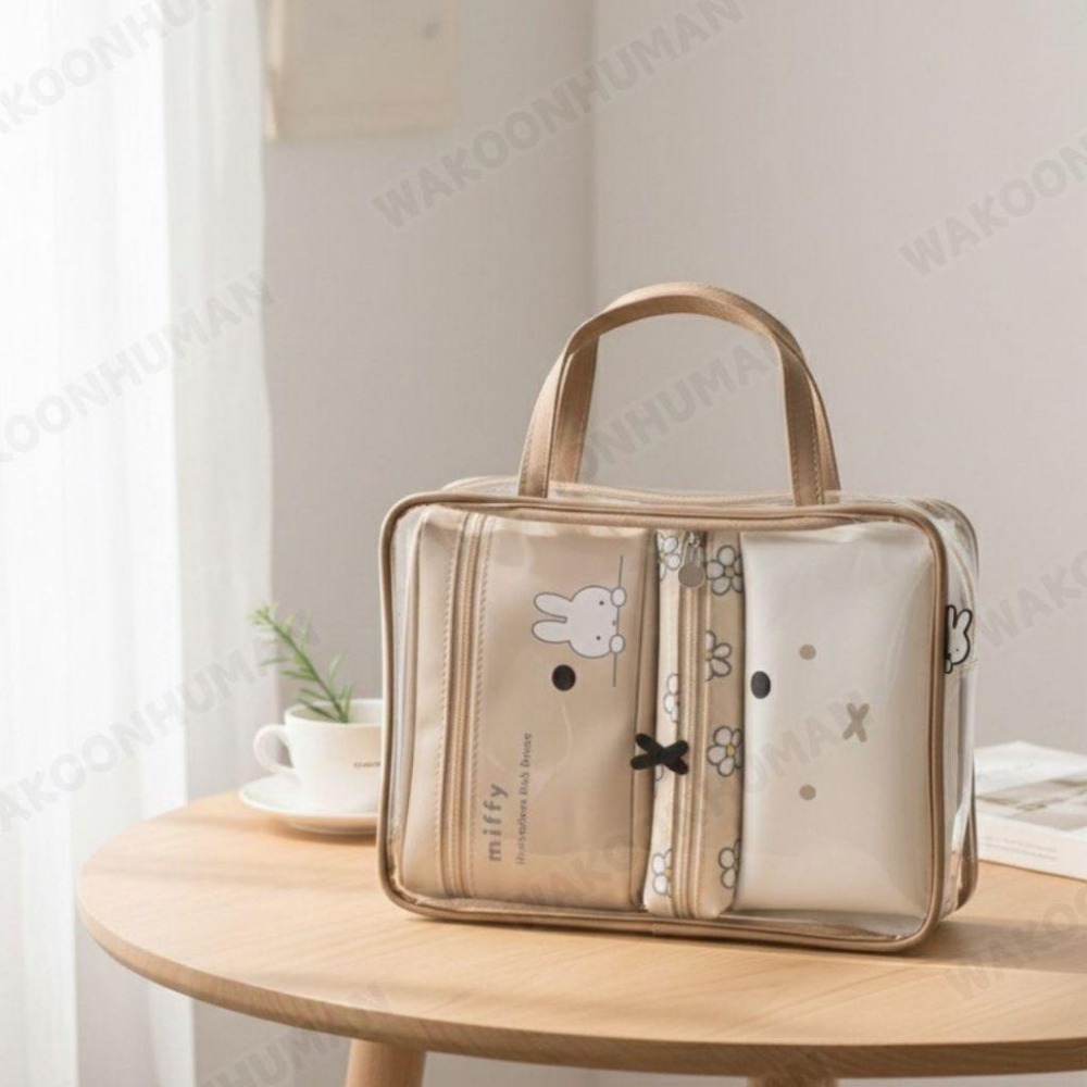 台灣現貨 Miffy米菲兔 旅行四件套 防水手提化妝包 PVC透明包 防水包 拉鍊游泳包 手提化妝包 透明防水包 痛包-細節圖4