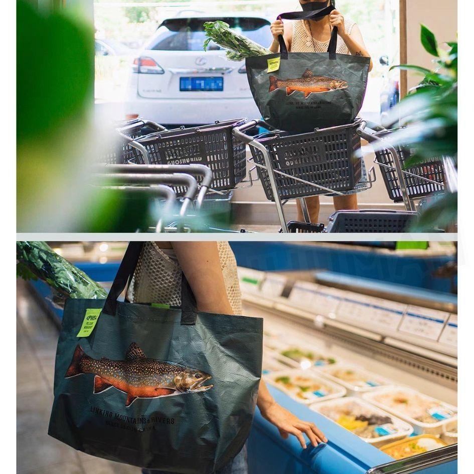 台灣現貨 鵜鶘釣PWS循環利用 環保購物袋 購物袋 環保袋 動物 魚類 手提袋 編織袋 尼龍袋 防潑水購物袋 提袋 袋-細節圖7
