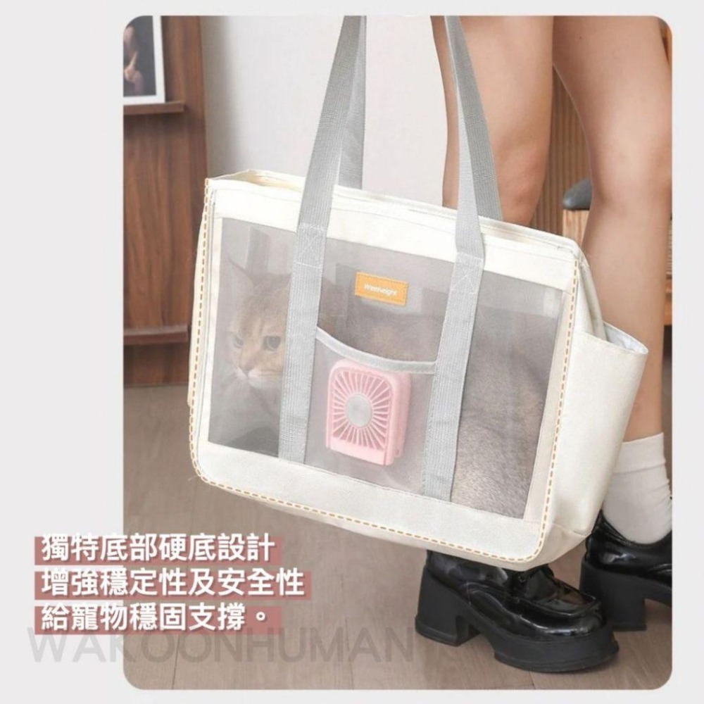 台灣現貨 硬底透氣寵物外出包  贈風扇 貓咪外出包 寵物包 小狗外出包 外出籠 側背包 單肩包 網狀包 貓包 狗包 包-細節圖5