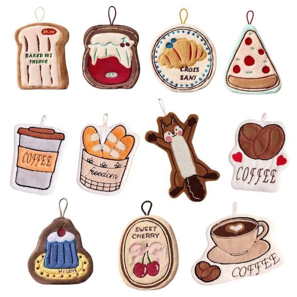 台灣現貨🔥質感空間 擦手巾 小松鼠熱拿鐵咖啡甜點系列擦手布 珊瑚絨擦手巾 抹布 廚房 浴室 擦手布 擦手巾-細節圖2