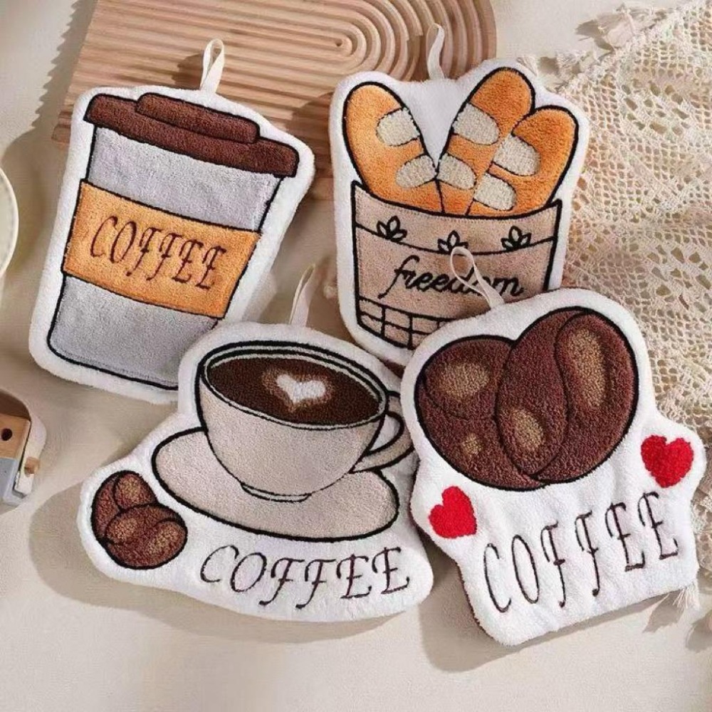 台灣現貨🔥質感空間 擦手巾 小松鼠熱拿鐵咖啡甜點系列擦手布 珊瑚絨擦手巾 抹布 廚房 浴室 擦手布 擦手巾-細節圖7