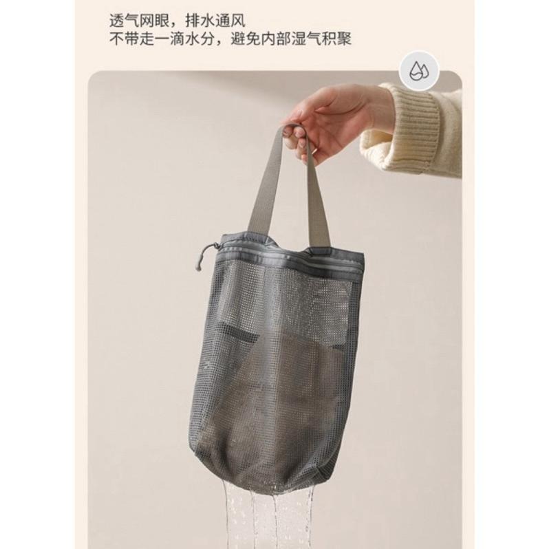 台灣現貨 日本FaSoLa 手提小網袋 布面網紗提袋 網眼提袋 網狀提袋 手提袋 小袋子 便當袋 洗漱袋 提袋 小袋子-細節圖8