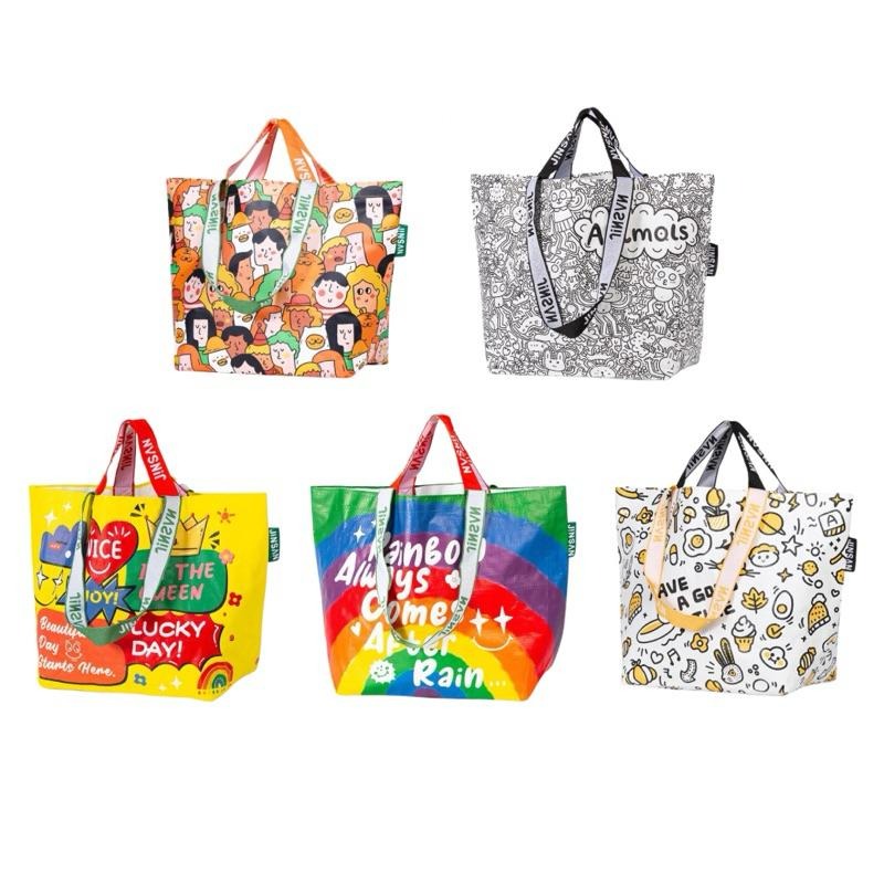 台灣現貨 防水購物袋 沙灘袋 大容量環保袋 尼龍袋 編織袋 環保購物袋 手提袋 側背包 袋 便當袋-細節圖2