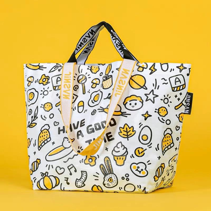 台灣現貨 防水購物袋 沙灘袋 大容量環保袋 尼龍袋 編織袋 環保購物袋 手提袋 側背包 袋 便當袋-細節圖5