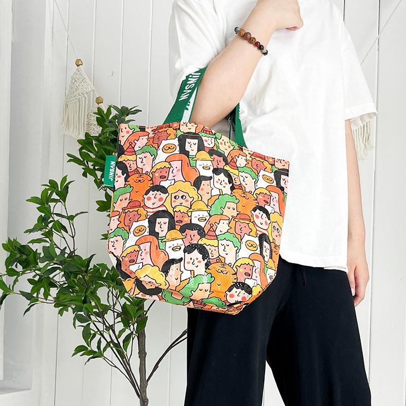 台灣現貨 防水購物袋 沙灘袋 大容量環保袋 尼龍袋 編織袋 環保購物袋 手提袋 側背包 袋 便當袋-細節圖6