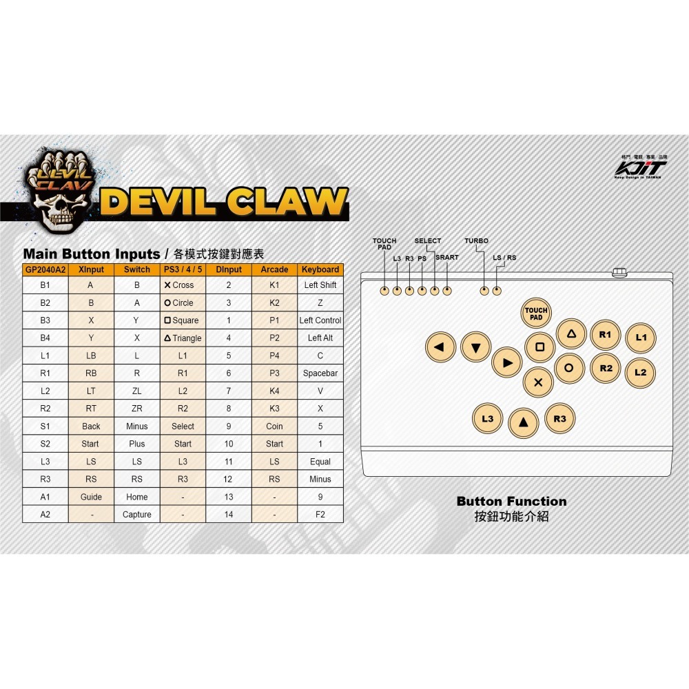 【KDiT 凱迪特】DEVIL CLAW KDC 魔爪 P4 HITBOX格鬥遊戲控制器-細節圖10