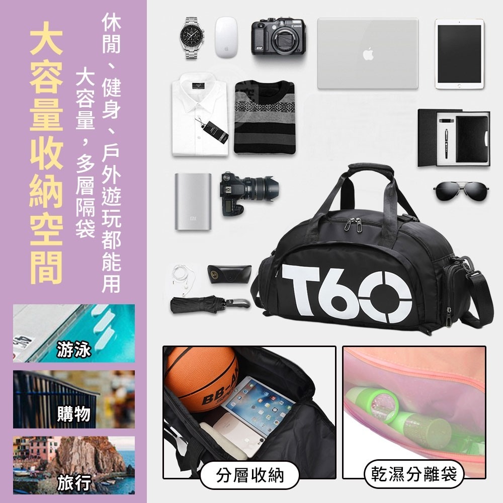 輕時尚大容量健身旅行雙肩背包-藍色-細節圖4