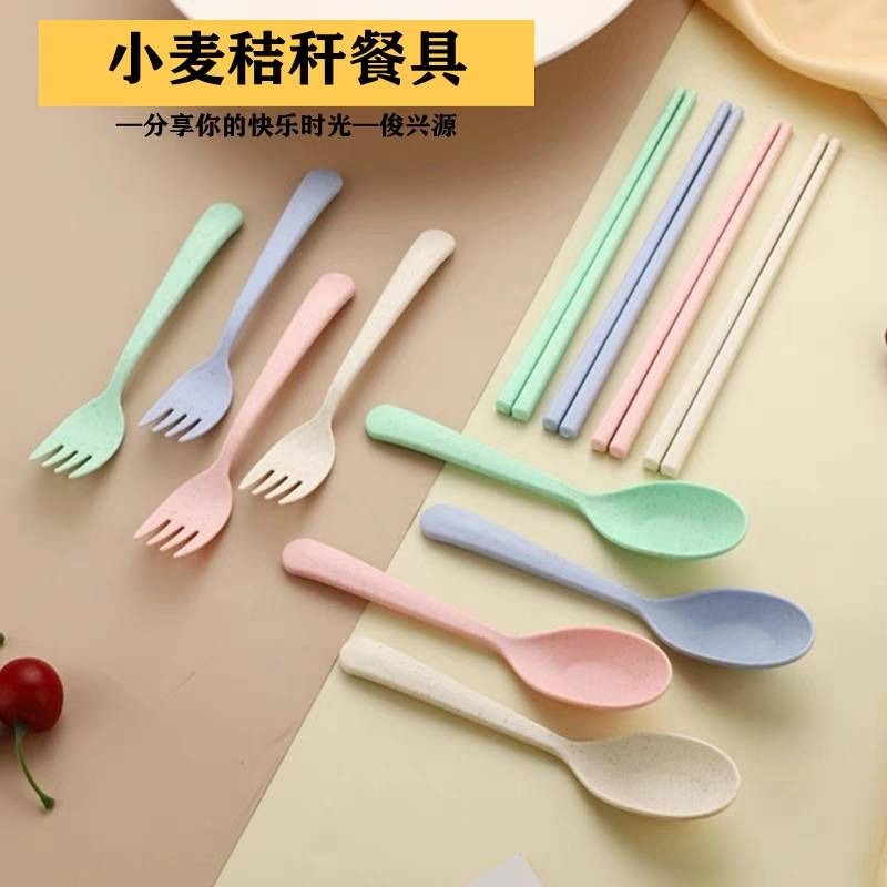 小麥秸稈便攜環保餐具三件組(5組)-細節圖3