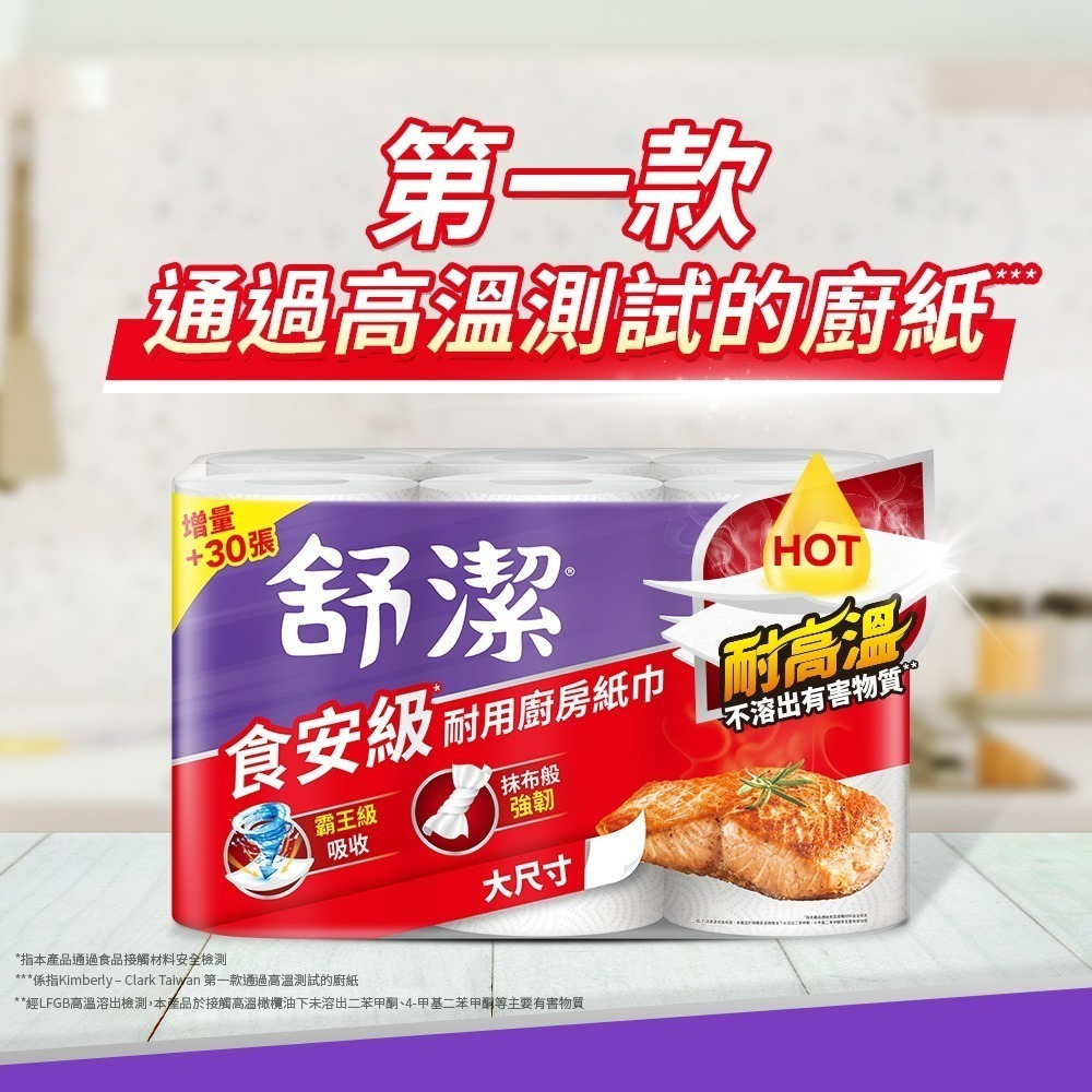 【宅配賣場】【舒潔】食安級耐用廚房紙巾 65 抽x6捲x6串/箱-細節圖2