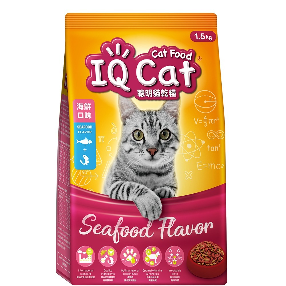 【宅配賣場】IQ CAT 聰明貓乾糧 1.5KG x 5包(貓飼料/成貓) 限量加贈 加好寶貓罐80g(口味隨機)-規格圖3