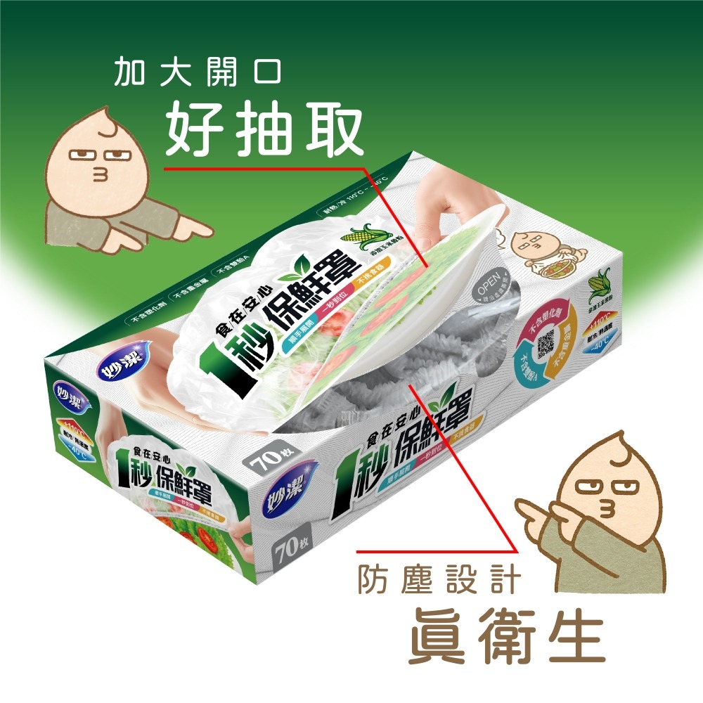 【超商取貨賣場】妙潔 食在安心一秒保鮮罩(70枚入/最長拉伸38.5cm)-細節圖7