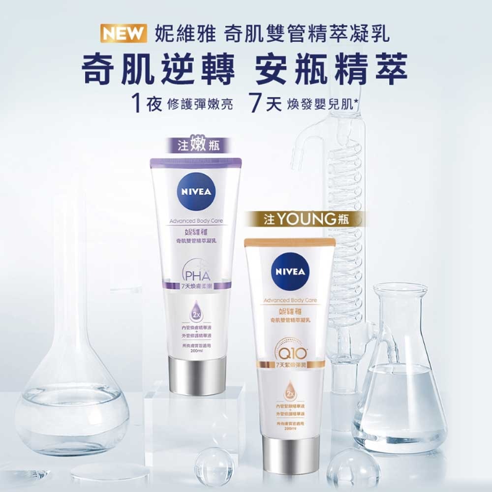【超取賣場】短效，NIVEA 妮維雅 奇肌雙管精萃凝乳 200ml/瓶 (舒敏修護、緊致彈潤)-細節圖8
