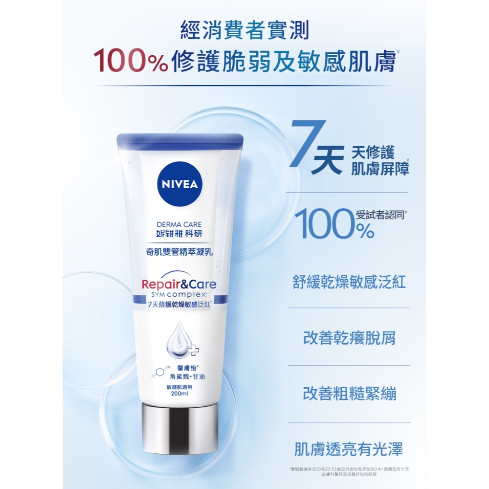 【超取賣場】短效，NIVEA 妮維雅 奇肌雙管精萃凝乳 200ml/瓶 (舒敏修護、緊致彈潤)-細節圖10