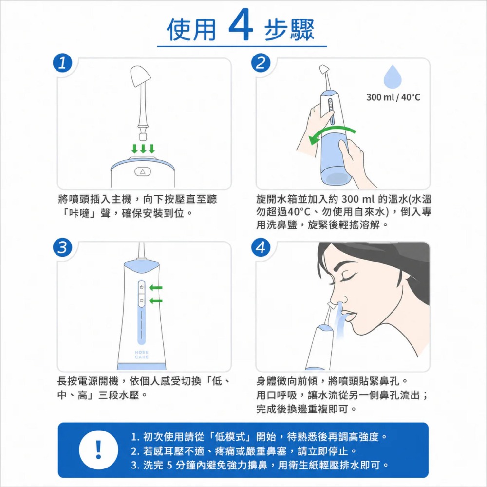 鼻要電動洗鼻器 電動洗鼻器 洗鼻器 安柏美 珞躍 nosecare 美術藥局-細節圖5