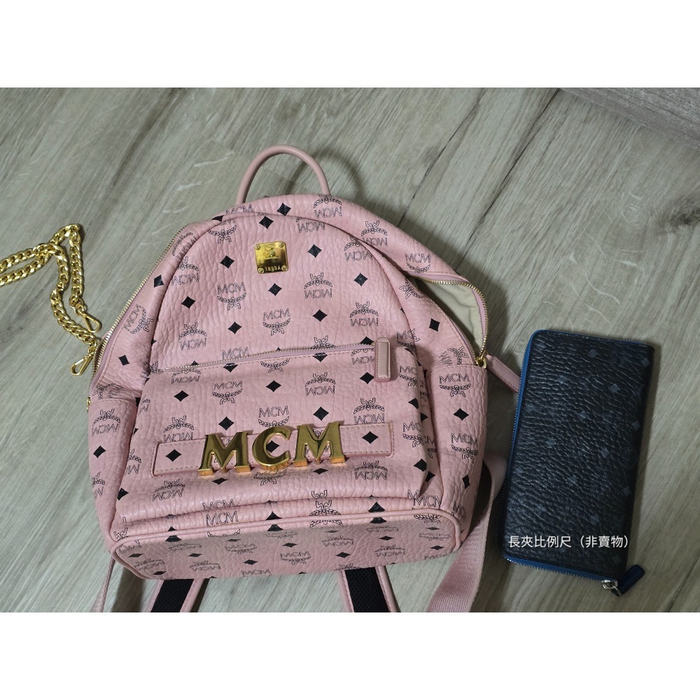 【二手/精品】MCM粉色後背包(可拆小包鏈背)-細節圖9