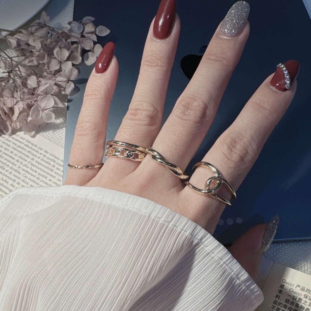 復古金屬個性5件套戒指（預購）-細節圖2
