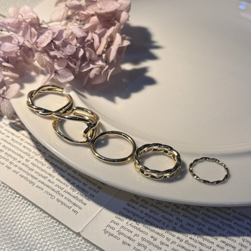 復古金屬個性5件套戒指（預購）-細節圖3