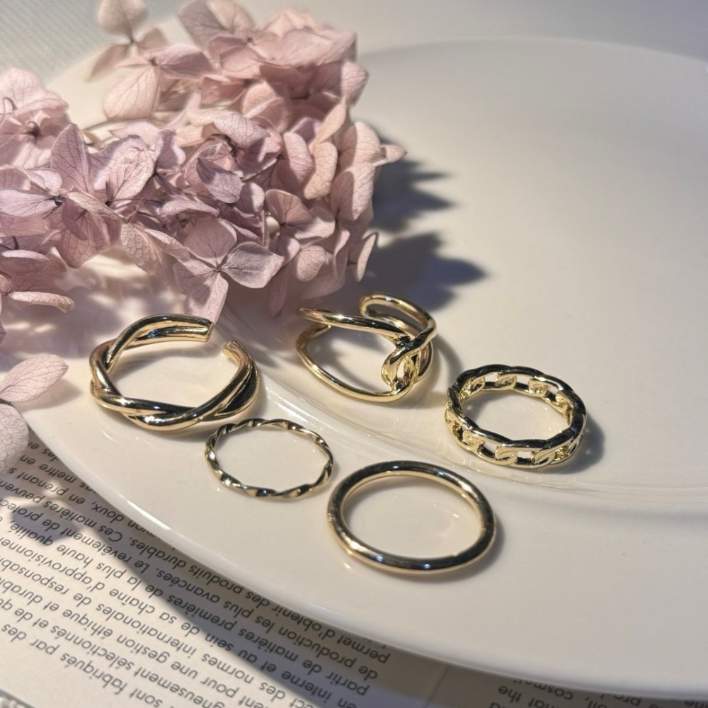 復古金屬個性5件套戒指（預購）-細節圖4