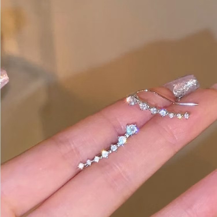 《925銀針》閃鑽氣質弧形耳環-細節圖2