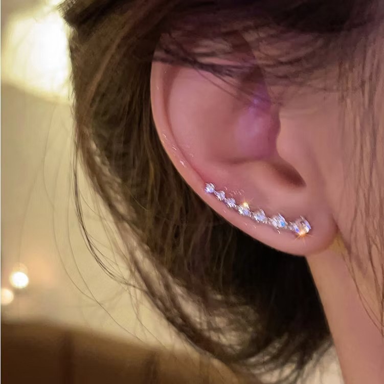 《925銀針》閃鑽氣質弧形耳環-細節圖5