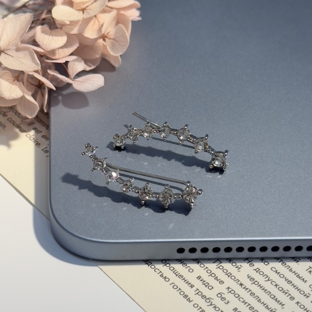 《925銀針》閃鑽氣質弧形耳環-細節圖8