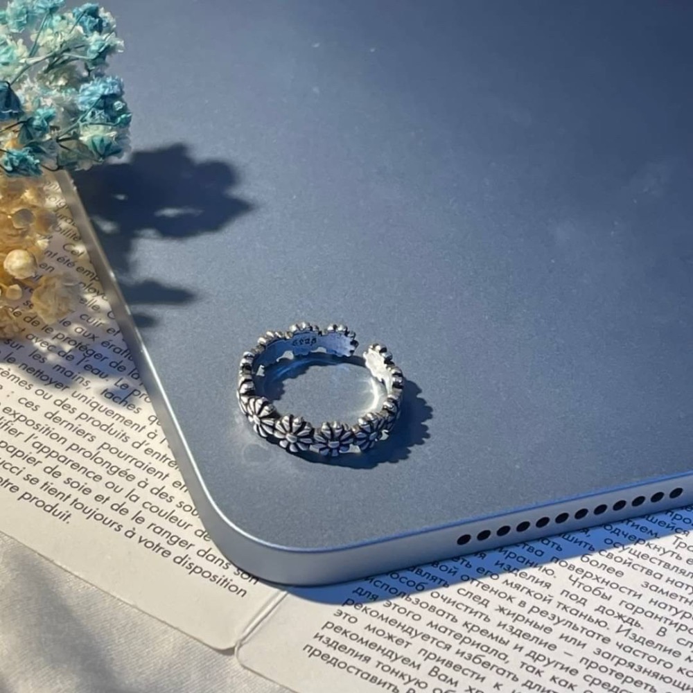 韓系復古花朵相連戒指-細節圖4