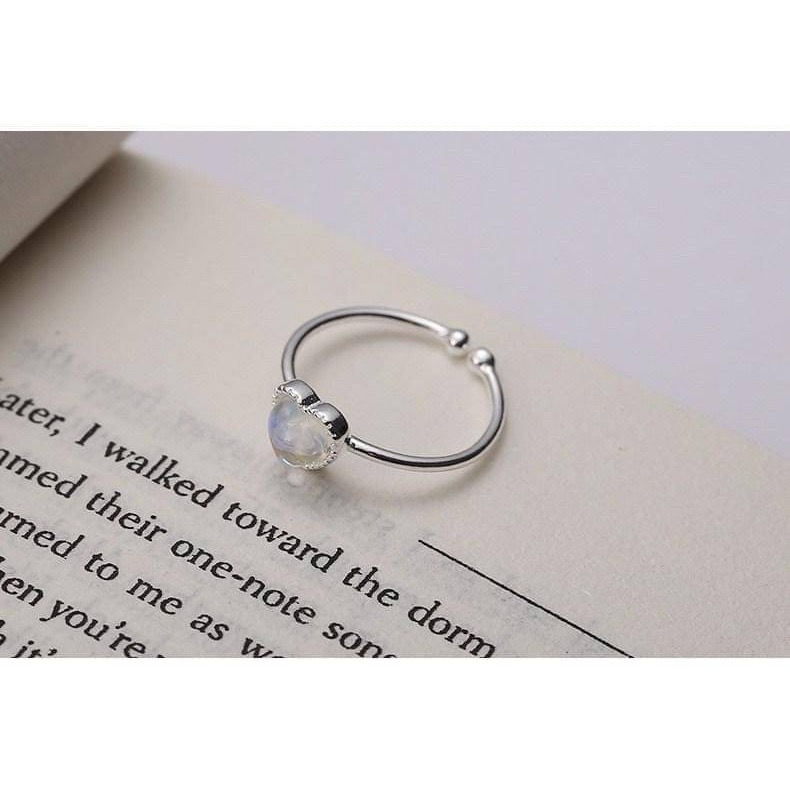 《925銀》愛心月光石炫彩戒指-細節圖2