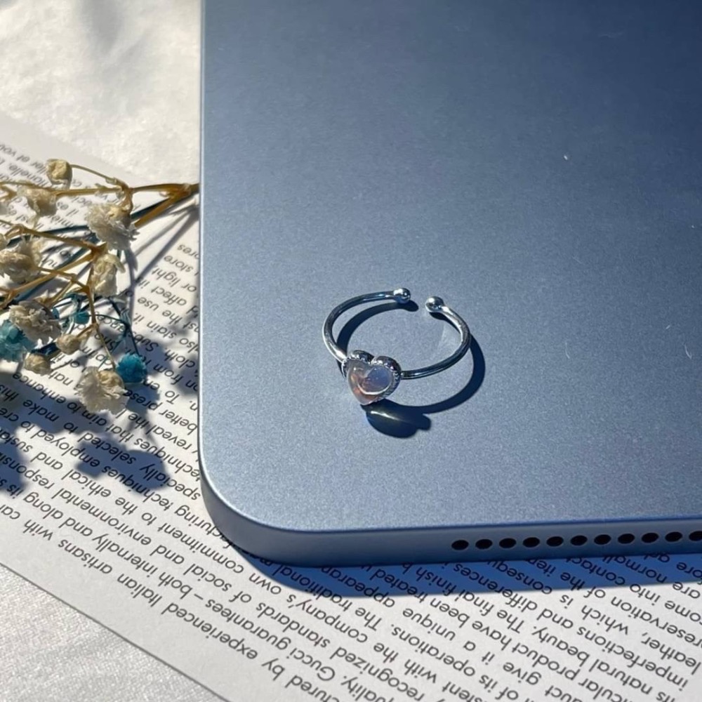 《925銀》愛心月光石炫彩戒指-細節圖6