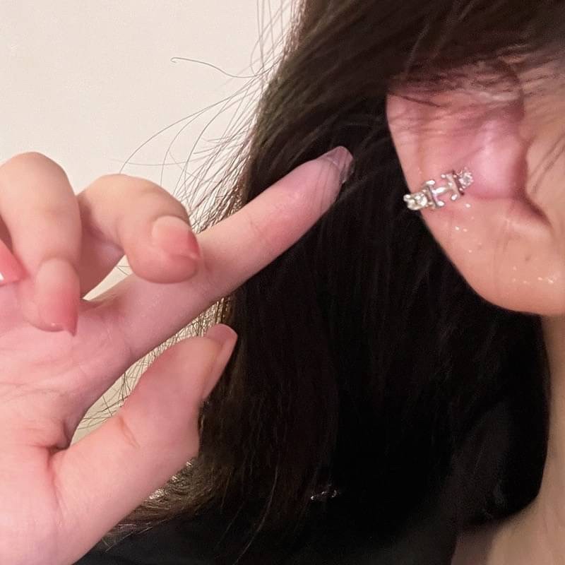 高級感微鑲H字母單耳夾-細節圖2