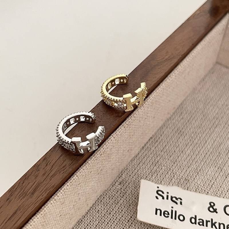 高級感微鑲H字母單耳夾-細節圖4