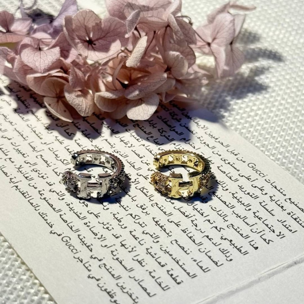 高級感微鑲H字母單耳夾-細節圖5