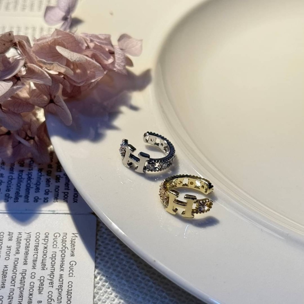 高級感微鑲H字母單耳夾-細節圖6