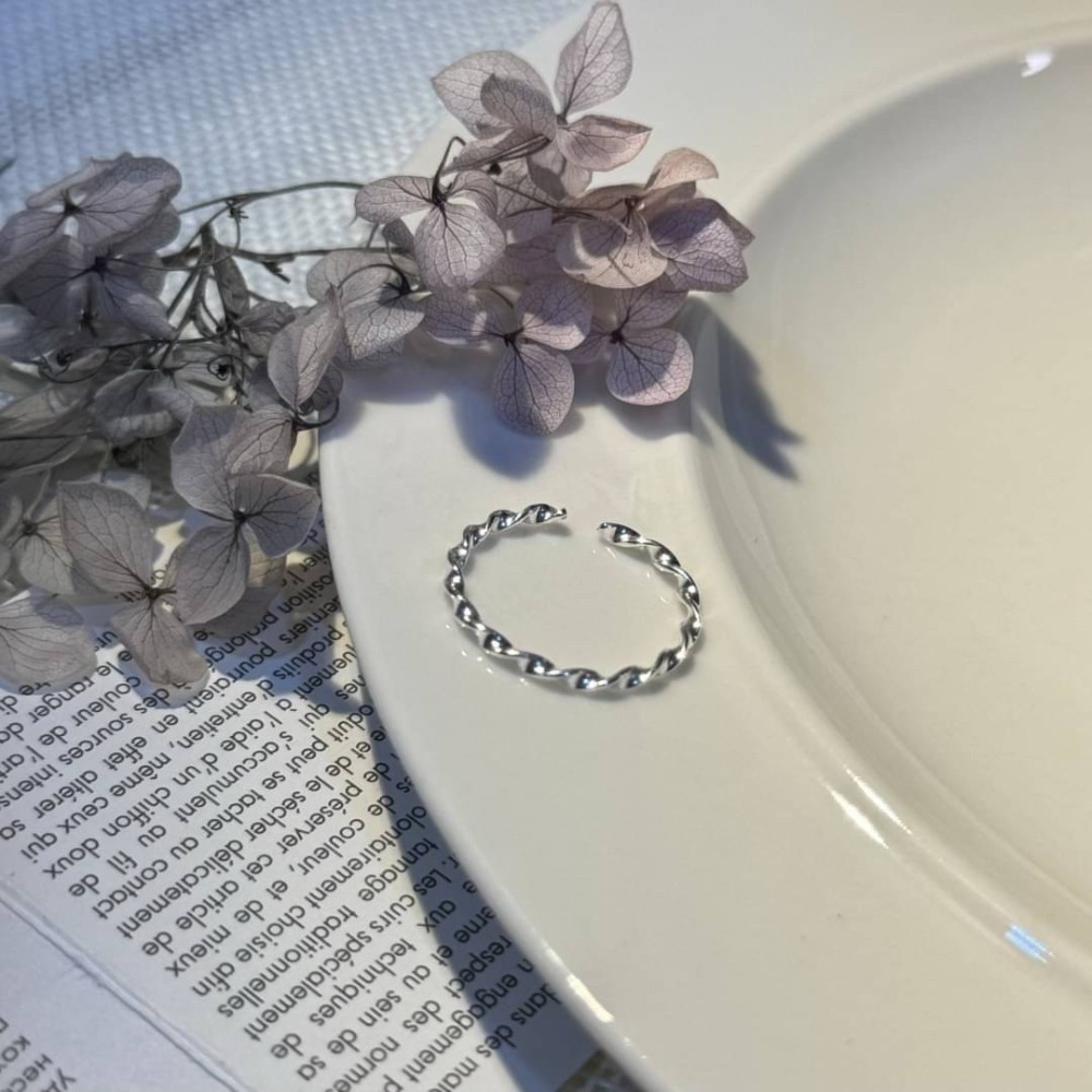 <925純銀>復古簡約細麻花戒指-細節圖2